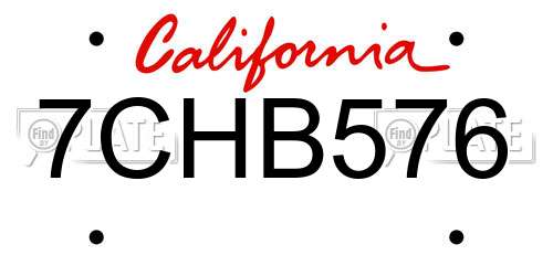 7CHB576 California License Plate
