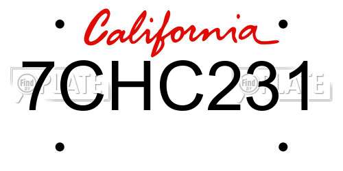 7CHC231 California License Plate