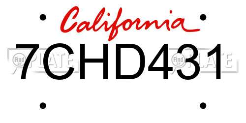7CHD431 California License Plate