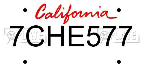 7CHE577 California License Plate