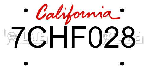 7CHF028 California License Plate