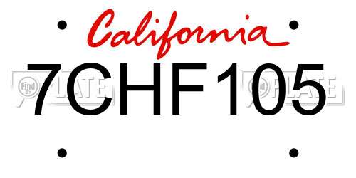 7CHF105 California License Plate