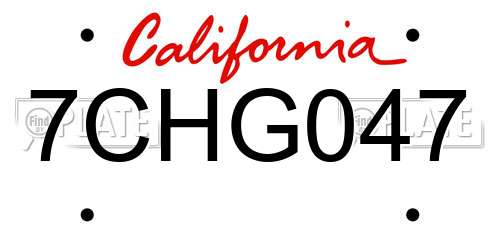 7CHG047 California License Plate