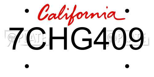 7CHG409 California License Plate
