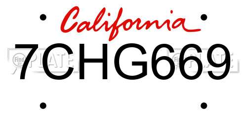7CHG669 California License Plate
