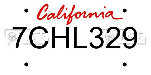 7CHL329 California License Plate