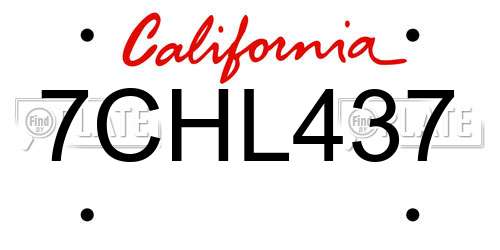 7CHL437 California License Plate