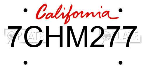 7CHM277 California License Plate