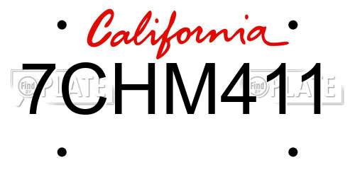 7CHM411 California License Plate