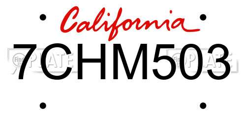 7CHM503 California License Plate