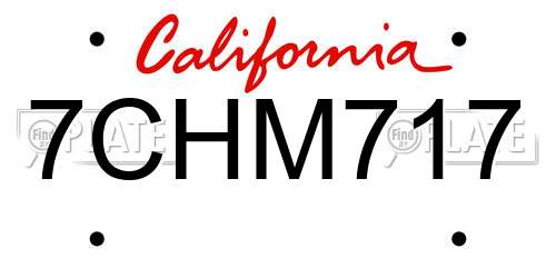 7CHM717 California License Plate
