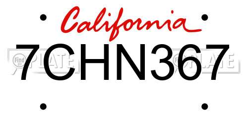 7CHN367 California License Plate