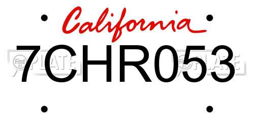 7CHR053 California License Plate