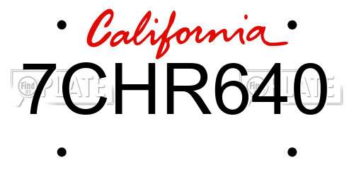 7CHR640 California License Plate