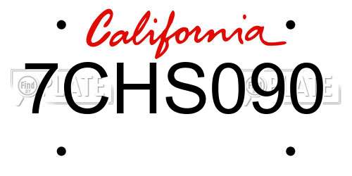 7CHS090 California License Plate