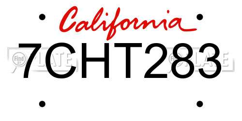 7CHT283 California License Plate