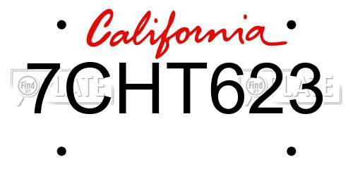 7CHT623 California License Plate
