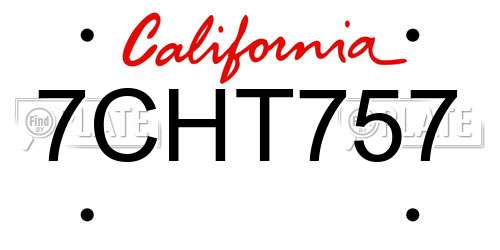 7CHT757 California License Plate
