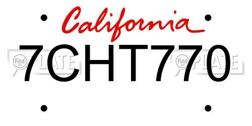 7CHT770 California License Plate