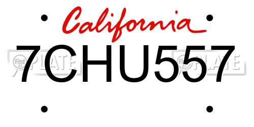 7CHU557 California License Plate