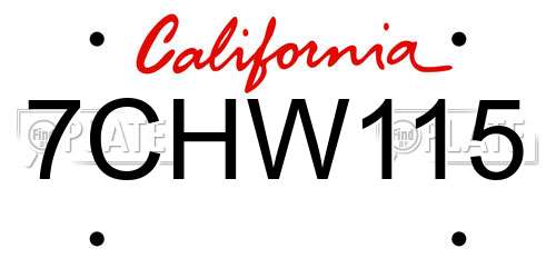 7CHW115 California License Plate