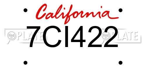 7CI422 California License Plate