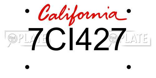 7CI427 California License Plate