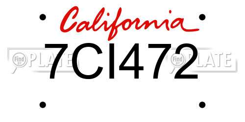 7CI472 California License Plate