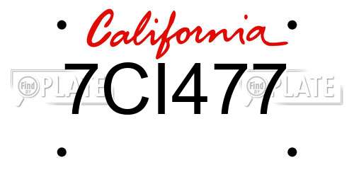 7CI477 California License Plate