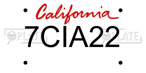7CIA22 California License Plate