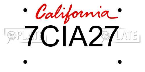 7CIA27 California License Plate