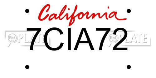 7CIA72 California License Plate