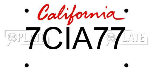 7CIA77 California License Plate