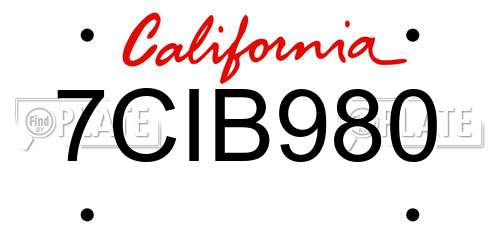 7CIB980 California License Plate