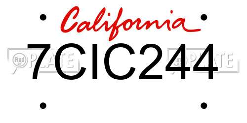 7CIC244 California License Plate