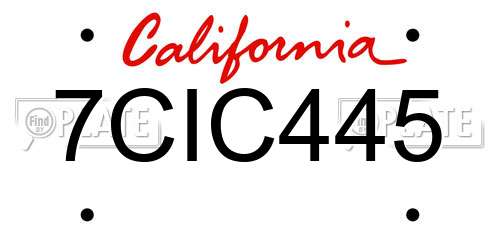7CIC445 California License Plate