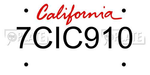 7CIC910 California License Plate