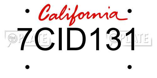 7CID131 California License Plate