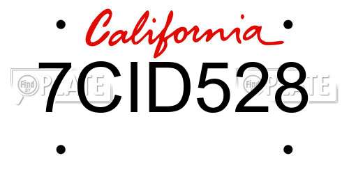 7CID528 California License Plate