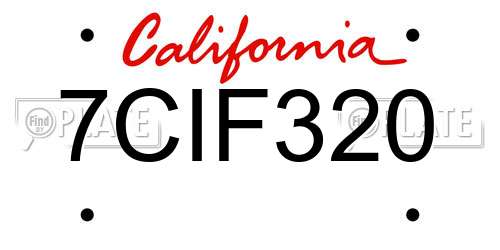 7CIF320 California License Plate