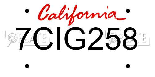 7CIG258 California License Plate