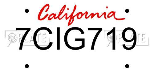 7CIG719 California License Plate