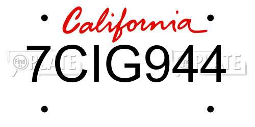 7CIG944 California License Plate