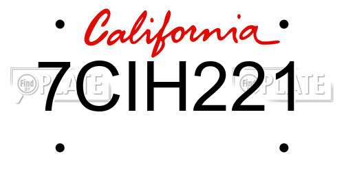 7CIH221 California License Plate