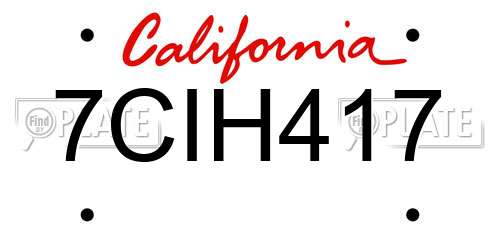 7CIH417 California License Plate