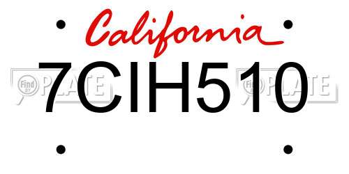7CIH510 California License Plate