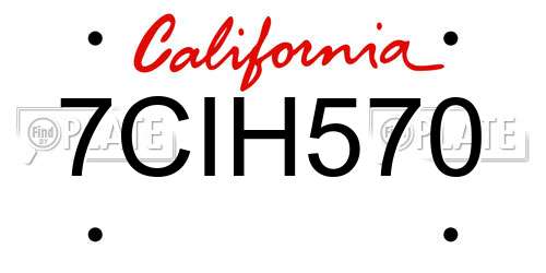 7CIH570 California License Plate