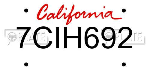 7CIH692 California License Plate