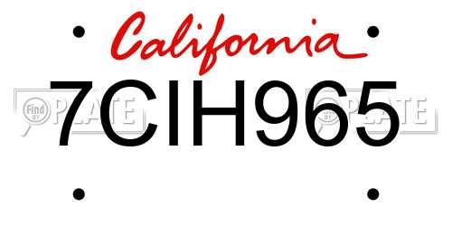 7CIH965 California License Plate