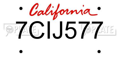 7CIJ577 California License Plate